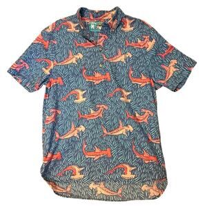 The Nutter Men’s Shark Print Pullover Shirt Size M, Made in USA Vacation Resort
